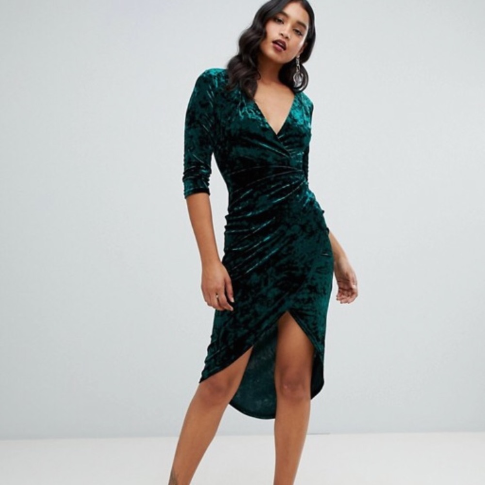 velvet midi wrap dress